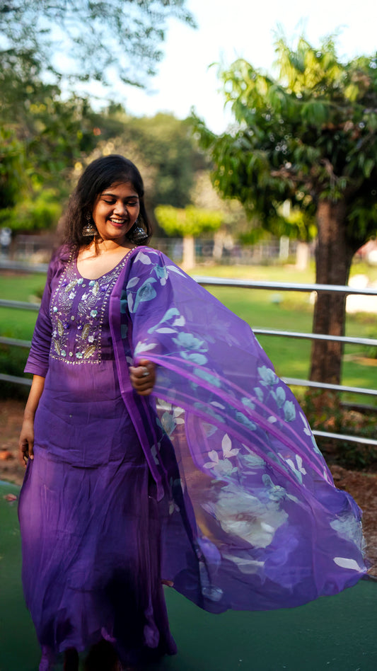 "Elegant 3-Piece Lavender Kurti Set | Perfect for Festive & Everyday Grace"