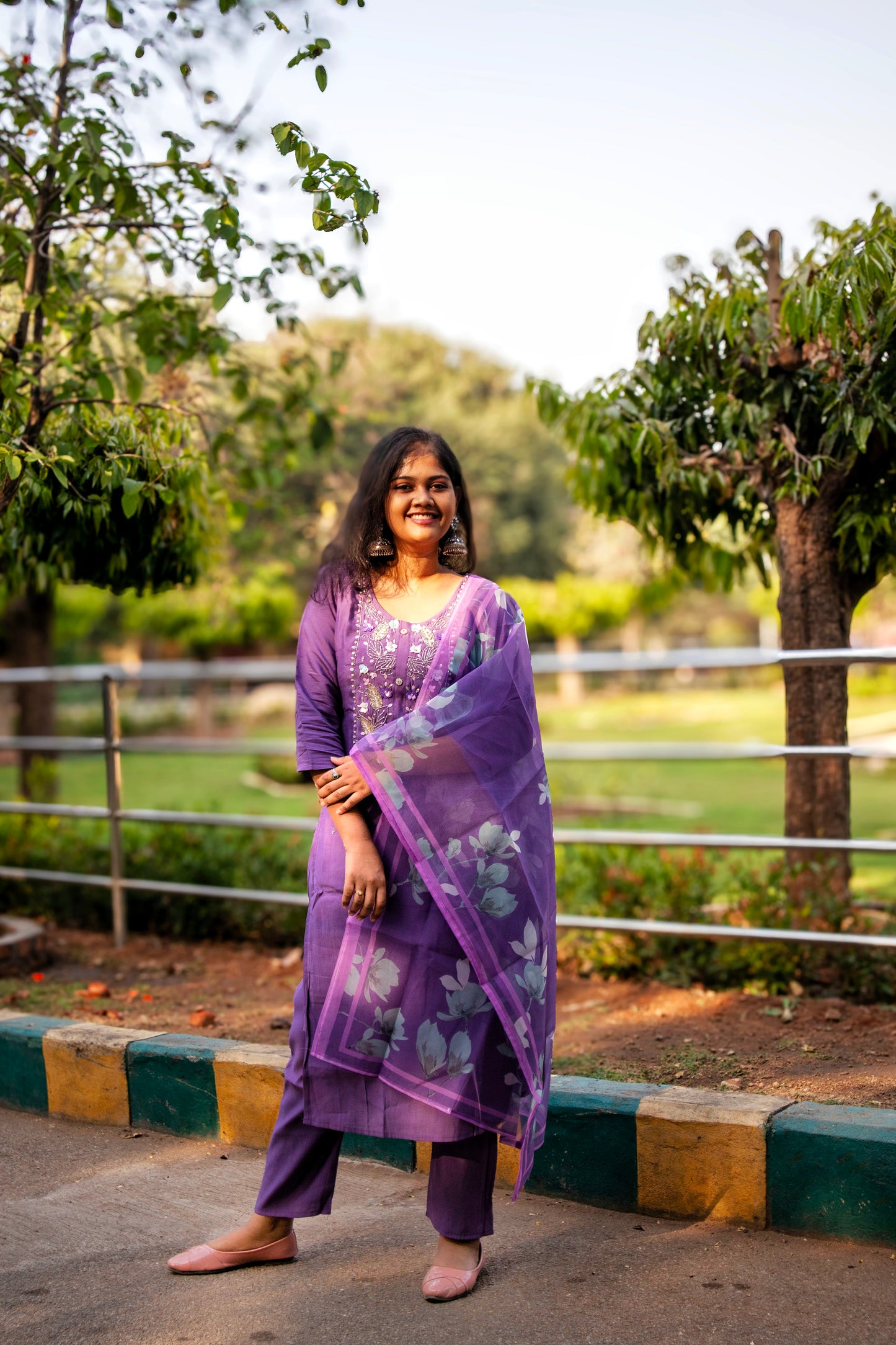 "Elegant 3-Piece Lavender Kurti Set | Perfect for Festive & Everyday Grace"