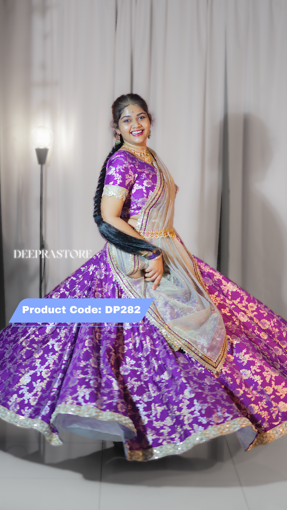 DP282 - Festive Banarasi Silk Lehenga / Half Saree Set
