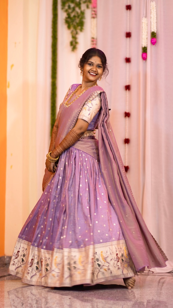 Pythani Lavender Half Saree â€“ Fully Customized with Blouse & Dupatta | Made-to-Order