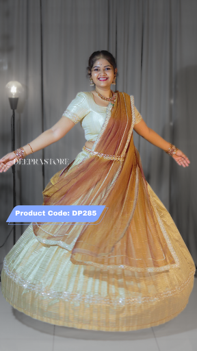 [DP285] DP285 - Pure Kehwa Tissue Gold Half Saree