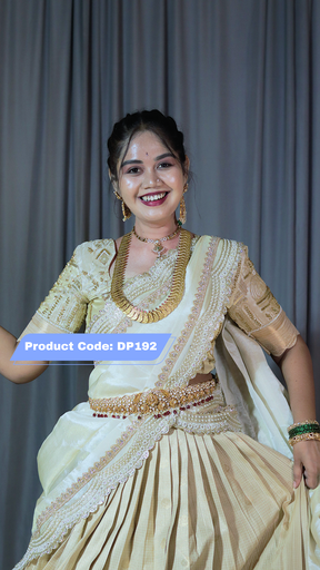 [DP192] Premium Half White Pattu Ready-Wear Half Saree