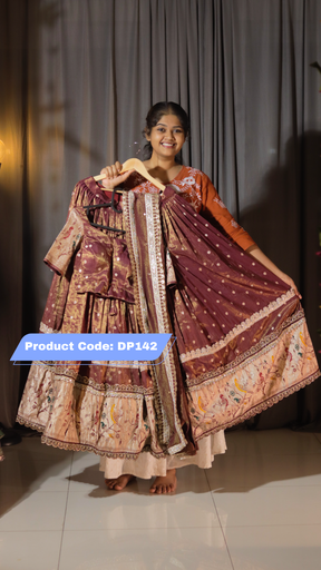 [DP142] Tissue Paithani Fabric Ready Wear Half Saree