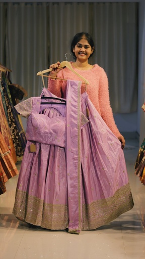 [DP546] Pastel Lavender Monochrome Half Saree - DP546